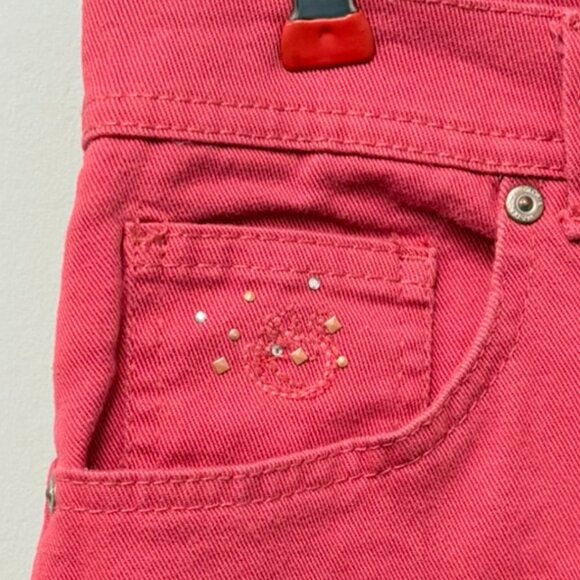 Gloria Vanderbilt Womens 14 Red Embellished Pockets Amanda Slit-Hem Capri Jeans - Picture 3 of 9